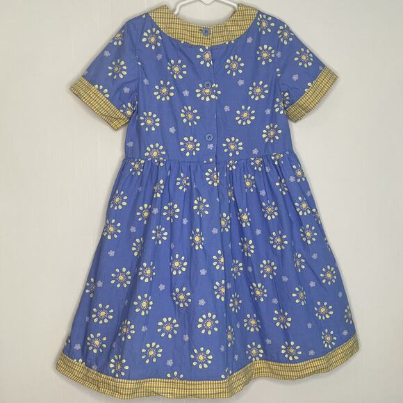 Vintage CC Bates Cotton Plaid Floral Short Sleeve Dress Size 5/6 - Picture 4 of 10